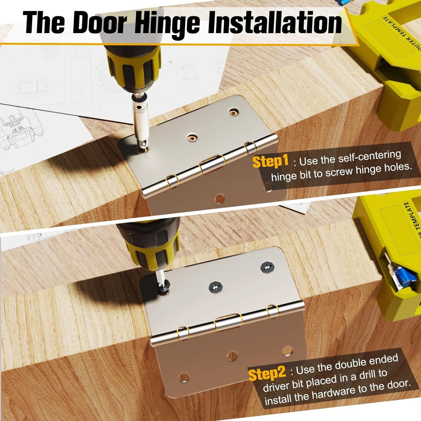 New Door Hinge Routing Jig And Hinge Jig Plastic 3‑5in Length 1/4‑5/8in Radius Hinge Router Template for Woodworking Tool(green)