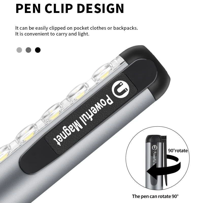 Mini LED Flashlight XPE + COB Lamp Beads Ultra Bright With Clip Magnet Work Light Waterproof USB Rechargeable Flashlight