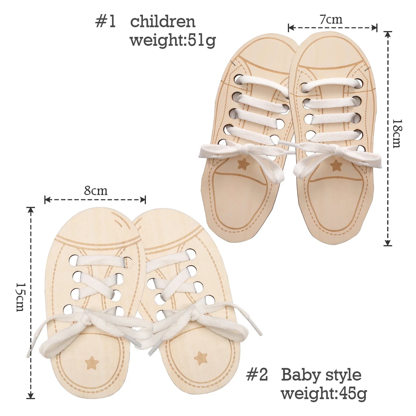 Children's Learning Shoelace Toys Wooden Wear Rope Tying Shoelace Educational Toys Kindergarten Early Education Teaching Aids