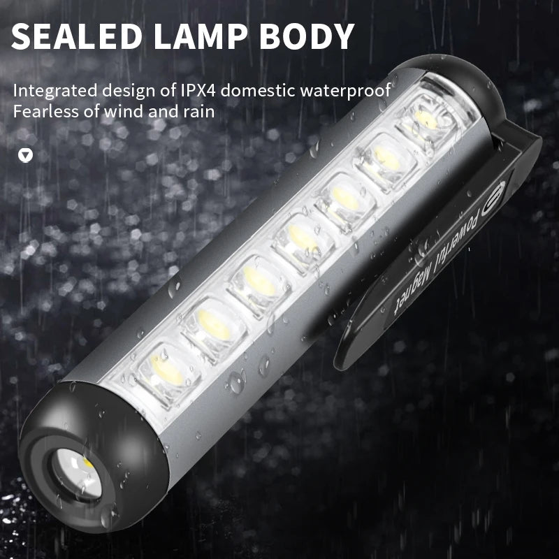Mini LED Flashlight XPE + COB Lamp Beads Ultra Bright With Clip Magnet Work Light Waterproof USB Rechargeable Flashlight