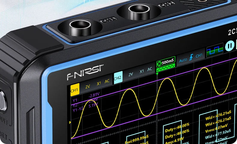 FNIRSI 2C53P Touch Screen Portable Digital Oscilloscope Multimeter Signal Generator 3in1 2 Channel 50MHz 250Ms/S 19999 Counts