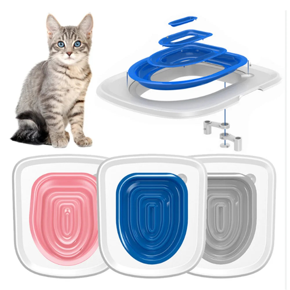 New Upgrade Cat Toilet Trainer Reusable Training Toilet For Cats Plastic Training Set Cat Litter Box Mat Toilet Pet Accessaries