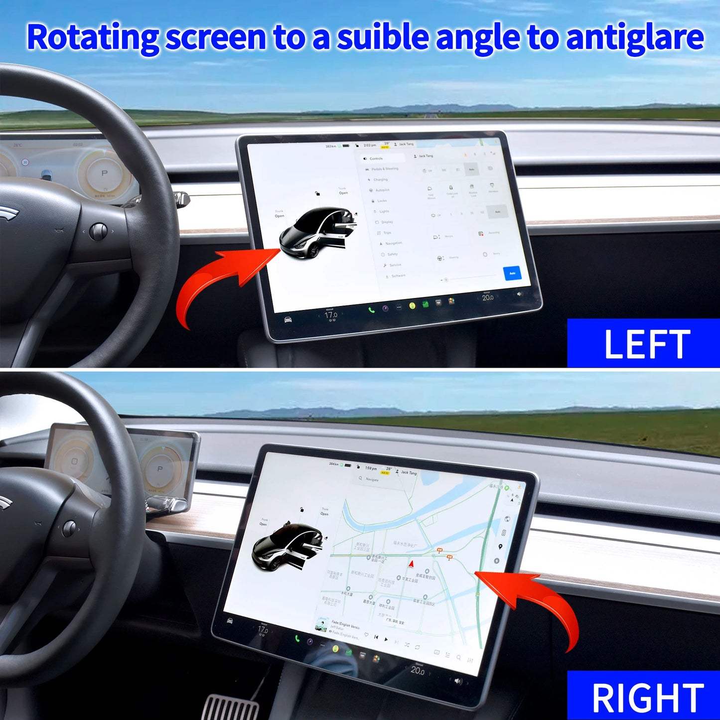 Catronics Model Y swivel Mount for Tesla Model 3 Screen 2way Rotating bracket Kit Display Monitor Accessories 2020 2019 2023