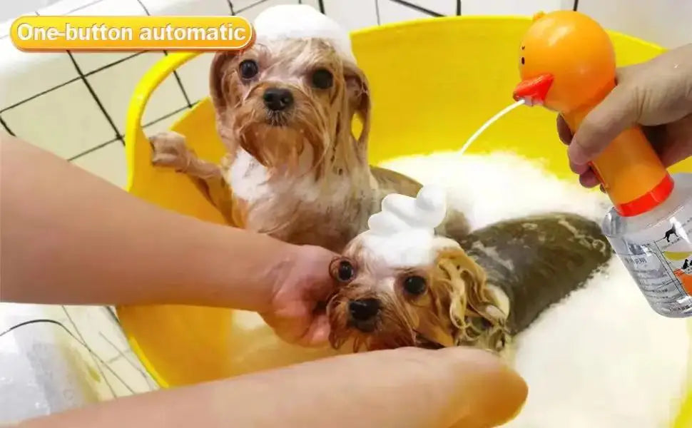 Electric Dog Shampoo Dispenser Shampoo Sprayer Little Yellow Duck Shampoo Foamer Pet Foaming Soap Dispenser Pets Bathing Bubbler