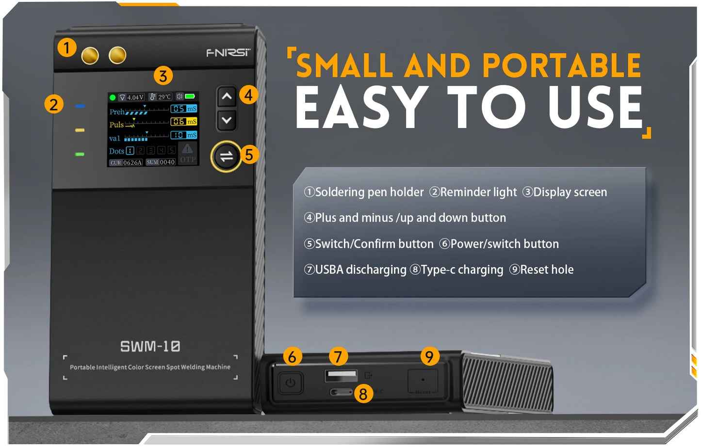 FNIRSI SWM-10 Portable Battery Spot Welder DIY Mini Welding Machine 18650 Battery Pack Welding Tool 5000mah Weldable 0.25mm
