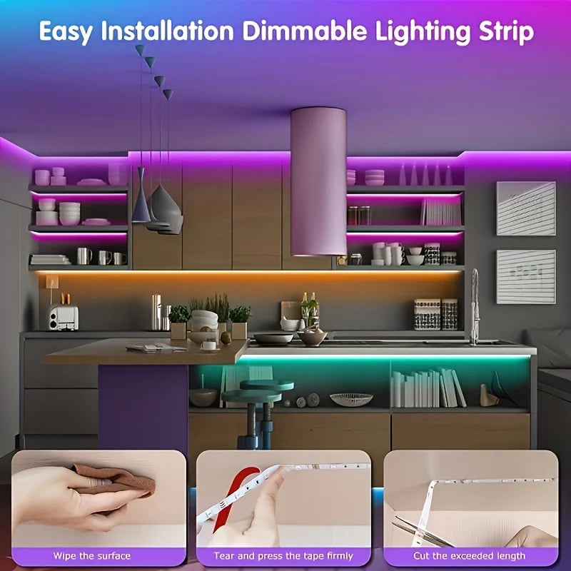 RGB 2835 LED Strip Light Bluetooth App Smart Control Flexible Diode Tape Ribbon TV Desktop Backlight Music Sync Decor For Home