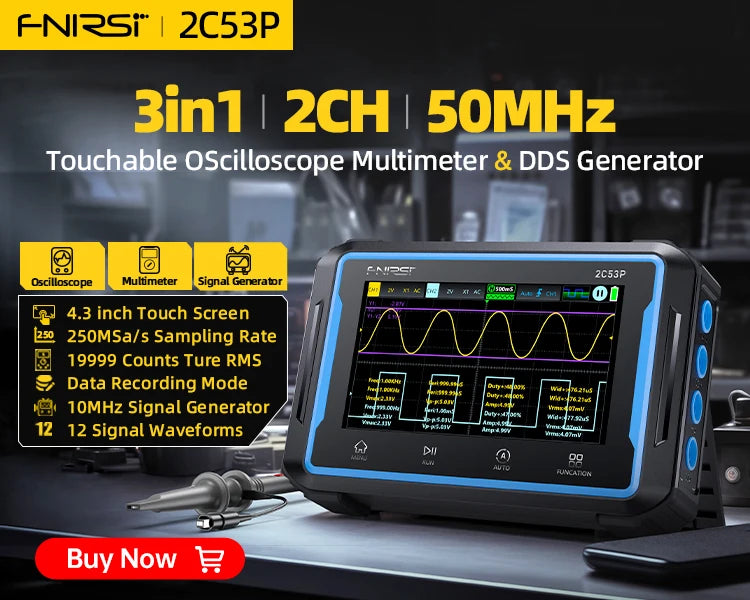 FNIRSI DSO152 DSO153 New Mini Handheld Digital Oscilloscope Portable 2.5MSa/s 200KHz Analog Bandwidth 800 VPP with PWM Output