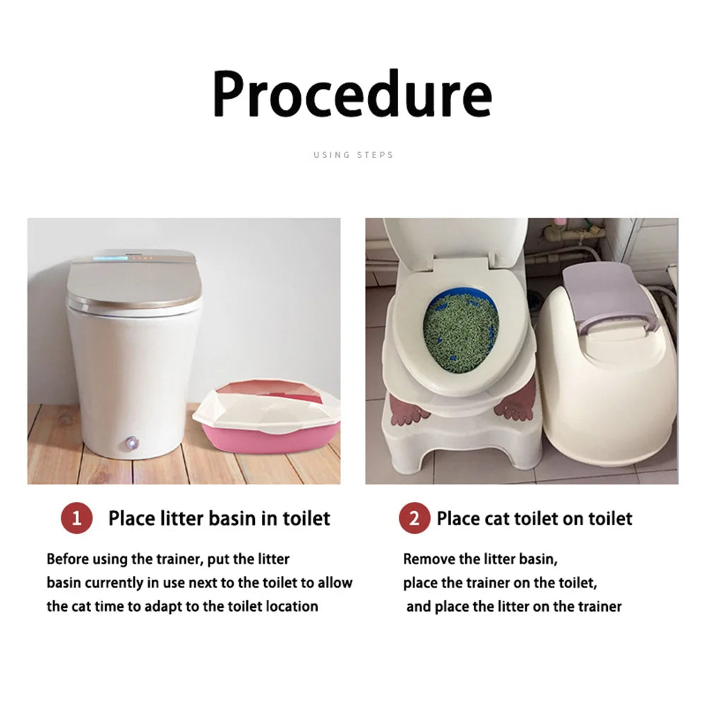 New Upgrade Cat Toilet Trainer Reusable Training Toilet For Cats Plastic Training Set Cat Litter Box Mat Toilet Pet Accessaries