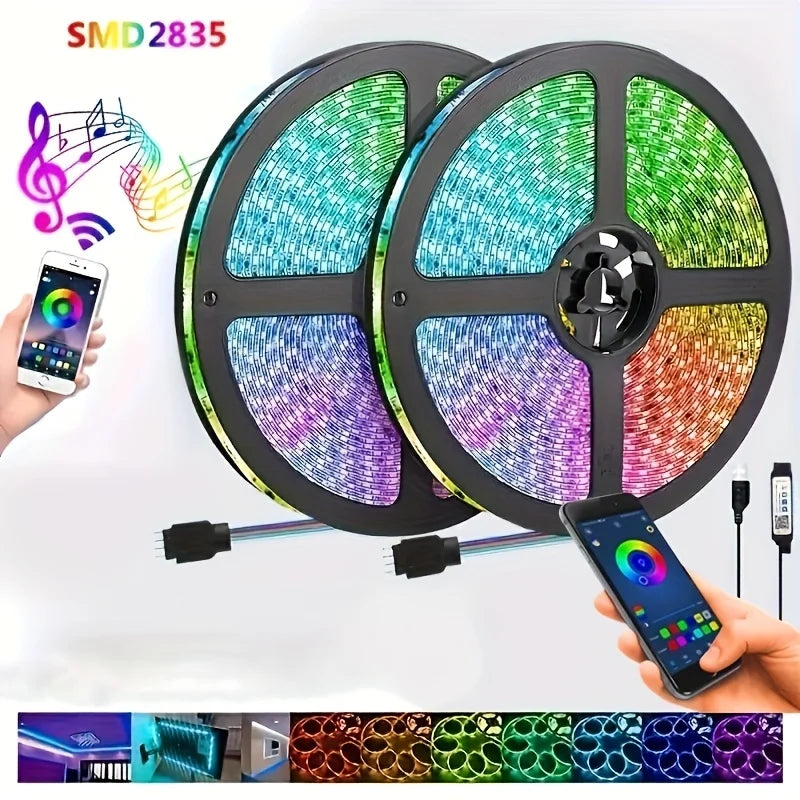 RGB 2835 LED Strip Light Bluetooth App Smart Control Flexible Diode Tape Ribbon TV Desktop Backlight Music Sync Decor For Home