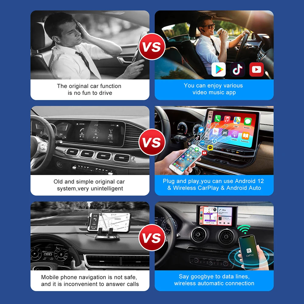 Android 13 CarPlay TV Box Wireless CarPlay Android Auto Adapter Car Multimedia Smart AI Box Support Netflix YouTube