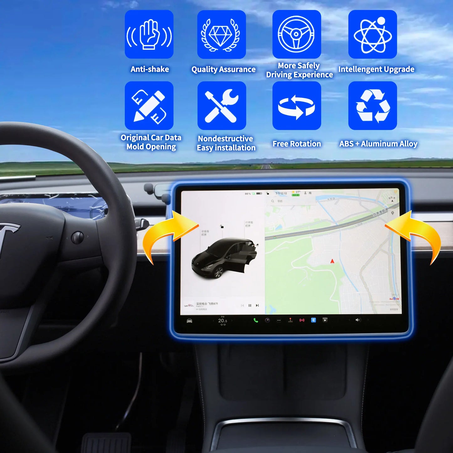 Catronics Model Y swivel Mount for Tesla Model 3 Screen 2way Rotating bracket Kit Display Monitor Accessories 2020 2019 2023