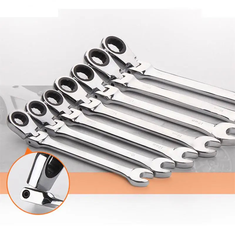 Metric Flex-Head Ratcheting Wrench , Chrome Vanadium Steel, Ratcheting Combination Wrench Key Wrench for Car Maintenance