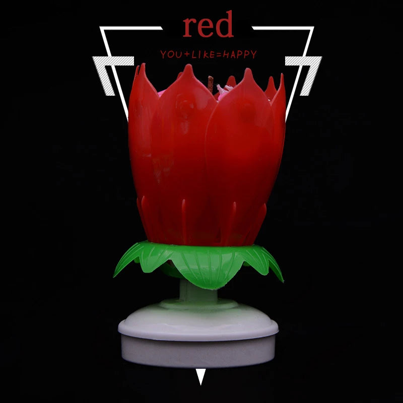 Lotus Candle Rotating Lotus Musical Candle Electric Birthday Cake Candles Flower Candle Reusable Birthday Candle Birthday Candle