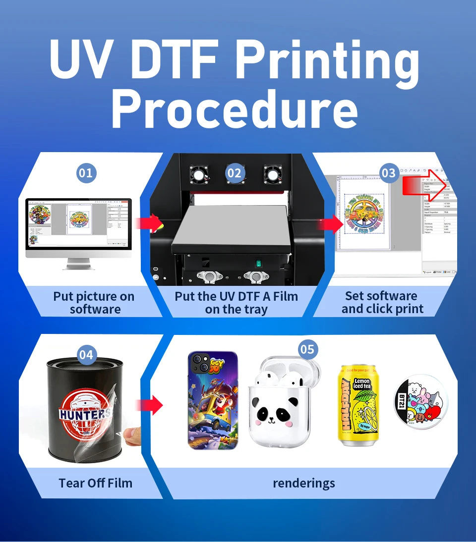 A4 UV DTF Printer UV Flatbed Printer With Varnish XP600 L805 UV Sticker Printer With Laminating machine For Metal Acrylic Print