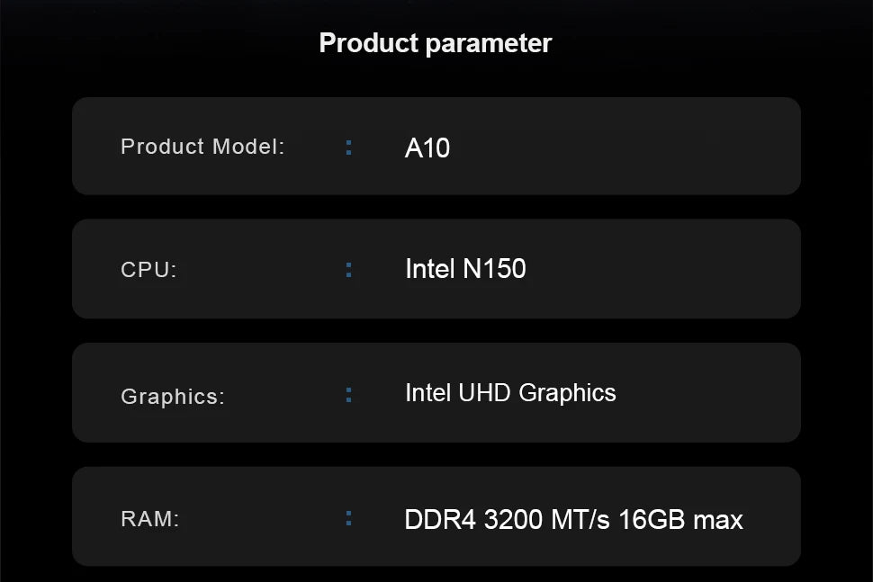T10 Mini PC Intel Alder Lake N150 Windows 11 Ultra Small Pocket Computer 4K 60Hz Output Wifi5 BT4.2