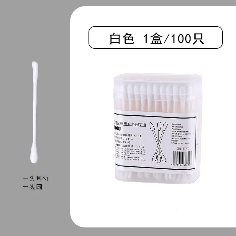 Boxed black cotton swabs Japanese earpick cotton swabs Clean Blackhead earpick disposable double-ended cotton swabs