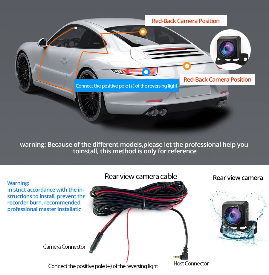 E-ACE 10 Inch Car DVR Mirror Video Recorder 1080P Touch Screen Dashcam For Car Dual Lens Streaming Driving Recorder Dash Camera