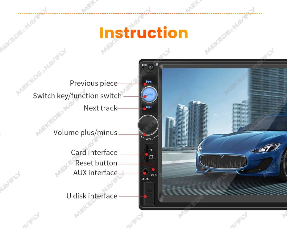 Navifly ND1 2 din Car Radio 7" HD Touch Screen Autoradio Multimedia Player Universal Car Stereo MP5 Player BT SWC TF FM Camera