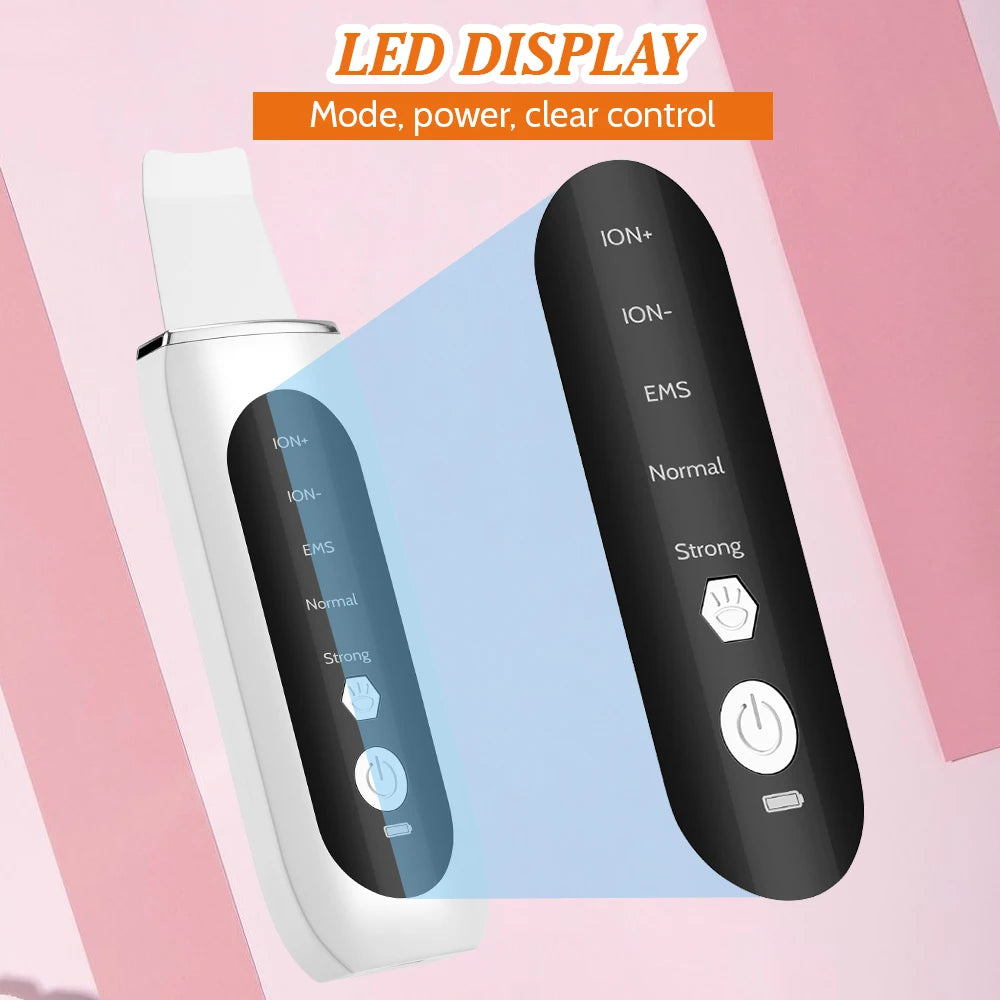 Ultrasonic Face Skin Scrubber Vibration Nose Deep Cleaning Machine Facial Spatula Blackhead Remover Peeling Shovel Pore Clean