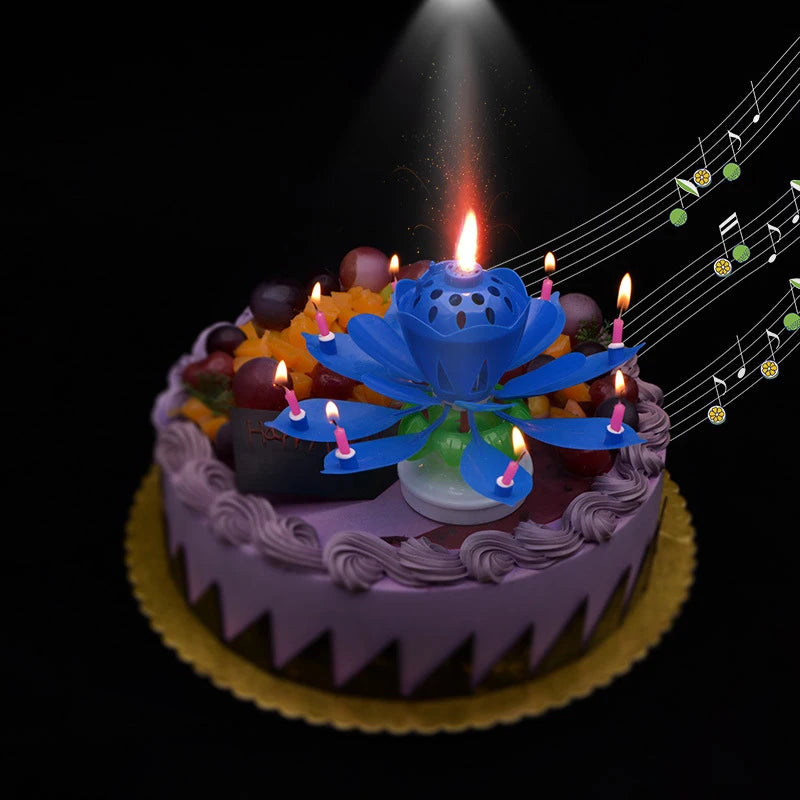Lotus Candle Rotating Lotus Musical Candle Electric Birthday Cake Candles Flower Candle Reusable Birthday Candle Birthday Candle