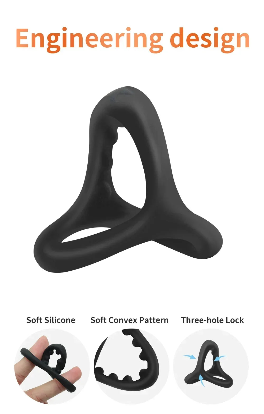 Silicone Penis Rings Cock Ring Erection Enhancing Triangular Penis Ring With Massage Beads Delayed Ejaculation Sex Toys For Men