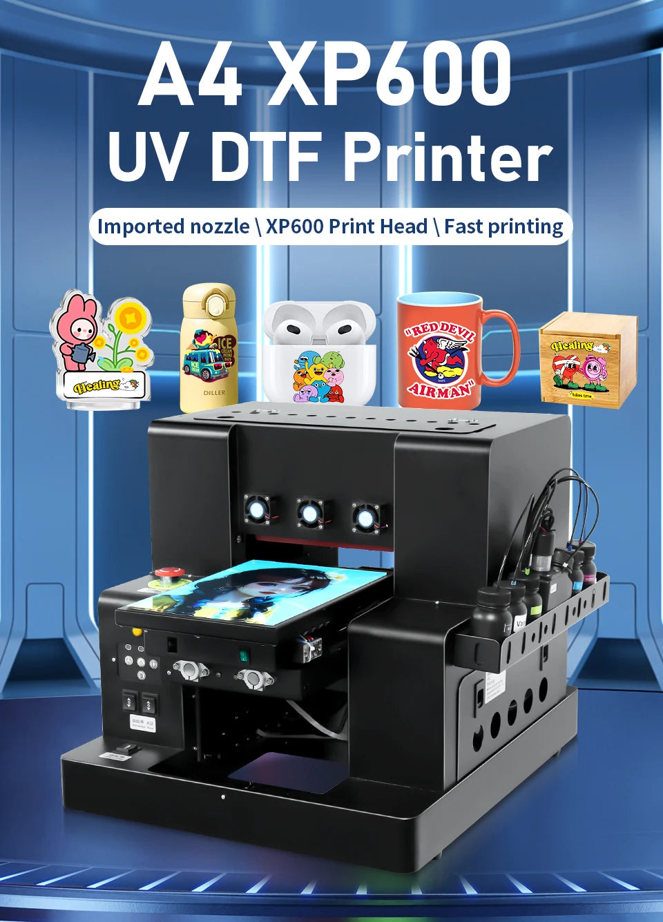 A4 UV DTF Printer UV Flatbed Printer With Varnish XP600 L805 UV Sticker Printer With Laminating machine For Metal Acrylic Print