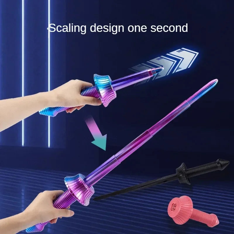 3pcs Katana 3d Printing Spiral Sword Gravity Retractable Sword Swinging Knife Creative Decompression Model Toy