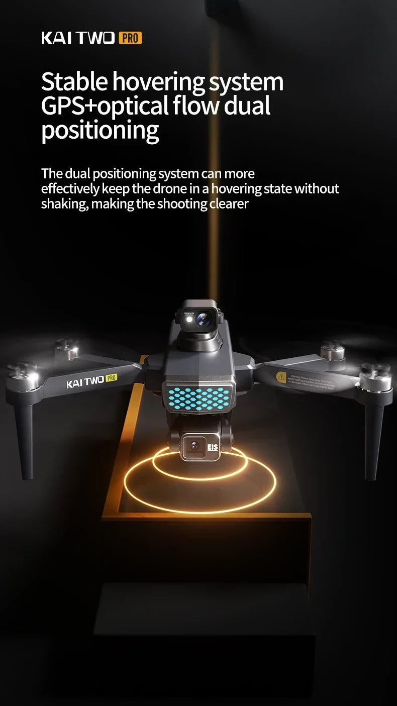 KAI TWO PRO GPS Drone 4K Professional 8K Three Axis Self Stabilization HD Camera 360° Obstacle Avoidance Brushless RC Quadcopter