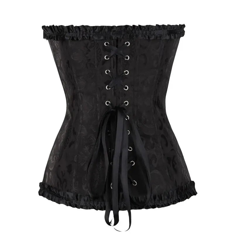YBFDO Women Sexy Corsets Bustiers Floral Lace Tops Shapewear Burlesque Vintage Corset Gothic Satin Lingerie Corselet Overbust