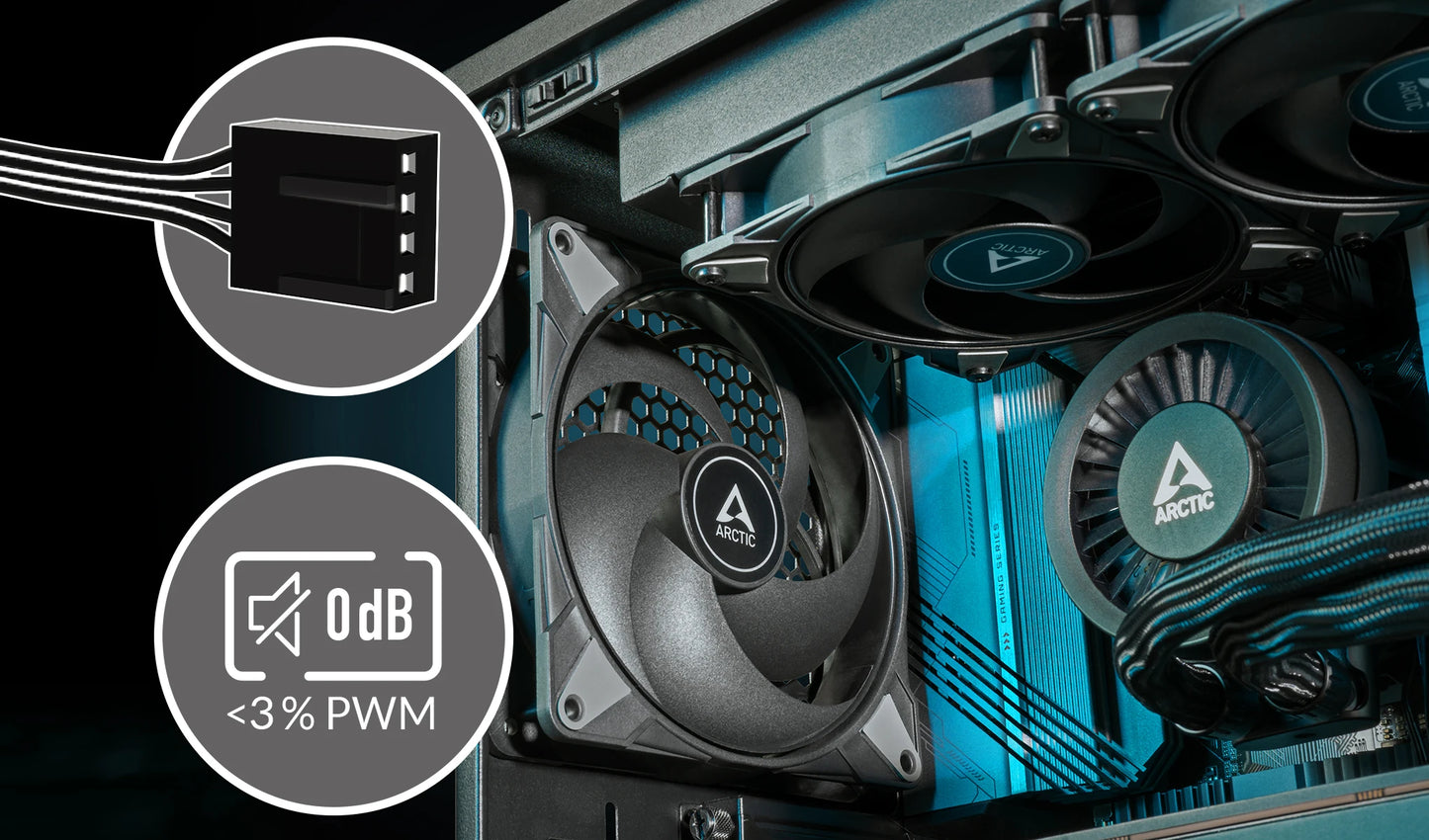 ARCTIC P14 Max Black High-Performance 140mm Case Fan, PWM Controlled 400–2800 RPM, Optimised for Static Pressure