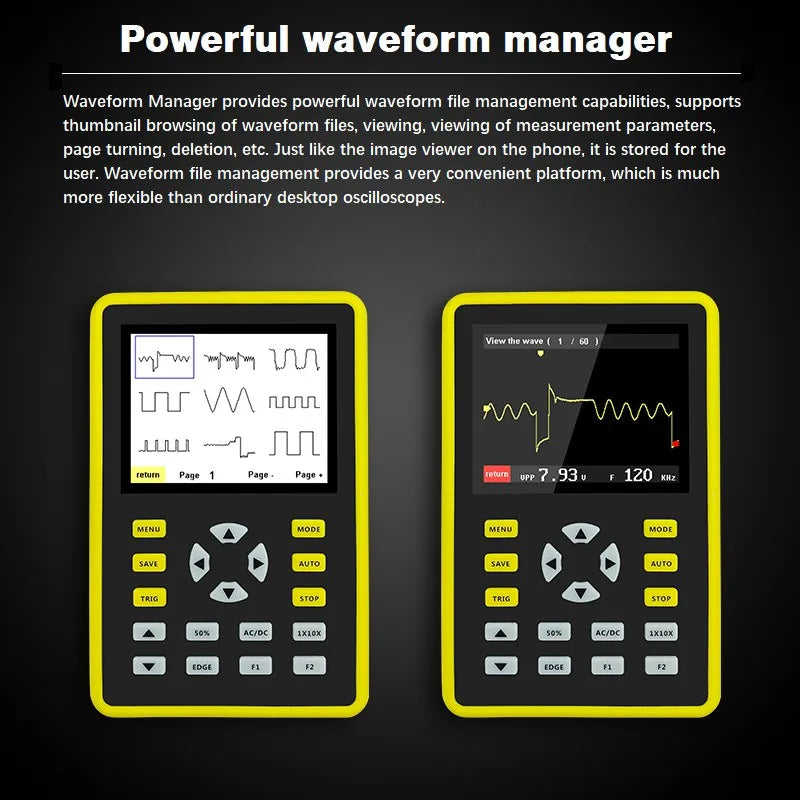 FNIRSI 5012H Handheld Digital Oscilloscope 500MS/s Sampling Rate 10MHz Analog Bandwidth 2.4 Inches Support Waveform Storage