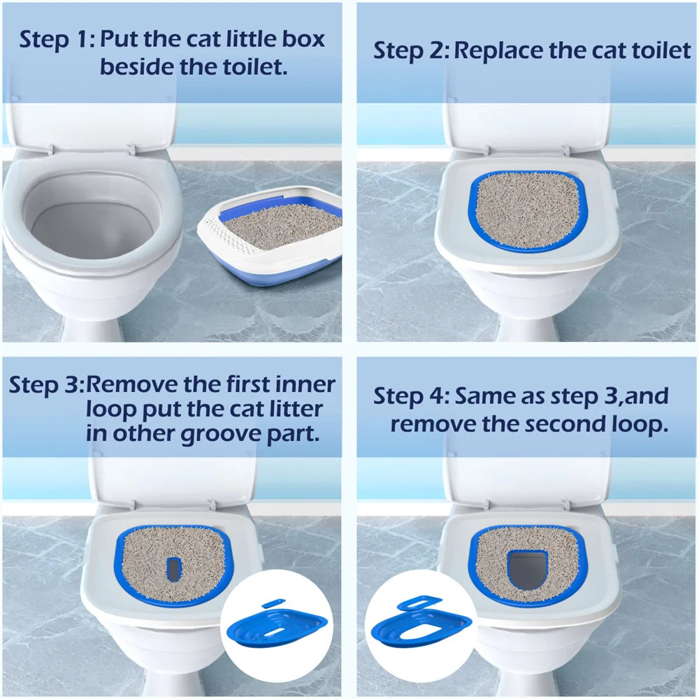 New Upgrade Cat Toilet Trainer Reusable Training Toilet For Cats Plastic Training Set Cat Litter Box Mat Toilet Pet Accessaries
