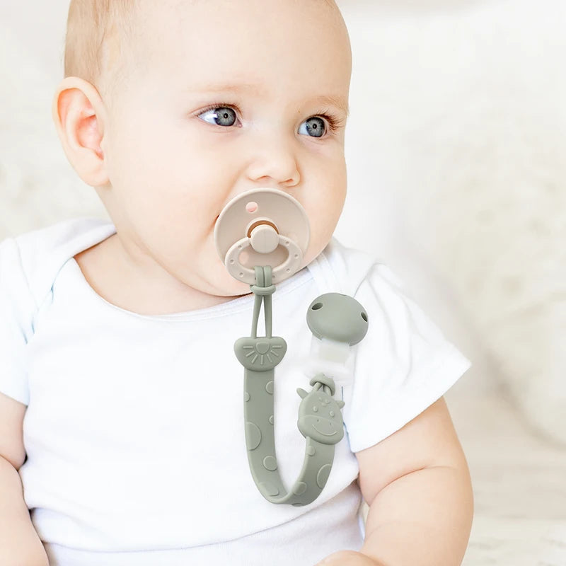 One-Piece Silicone Pacifier Clip Holder, Soft Flexible Pacifier Clips Binky Clips for Baby Boys and Girls, Baby Accessories