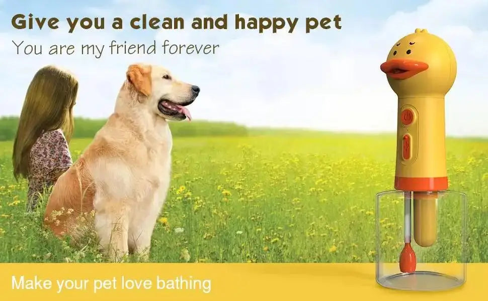 Electric Dog Shampoo Dispenser Shampoo Sprayer Little Yellow Duck Shampoo Foamer Pet Foaming Soap Dispenser Pets Bathing Bubbler