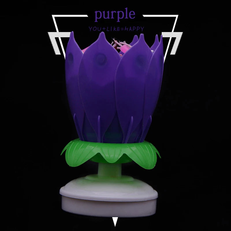 Lotus Candle Rotating Lotus Musical Candle Electric Birthday Cake Candles Flower Candle Reusable Birthday Candle Birthday Candle