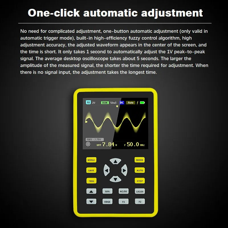 FNIRSI 5012H Handheld Digital Oscilloscope 500MS/s Sampling Rate 10MHz Analog Bandwidth 2.4 Inches Support Waveform Storage