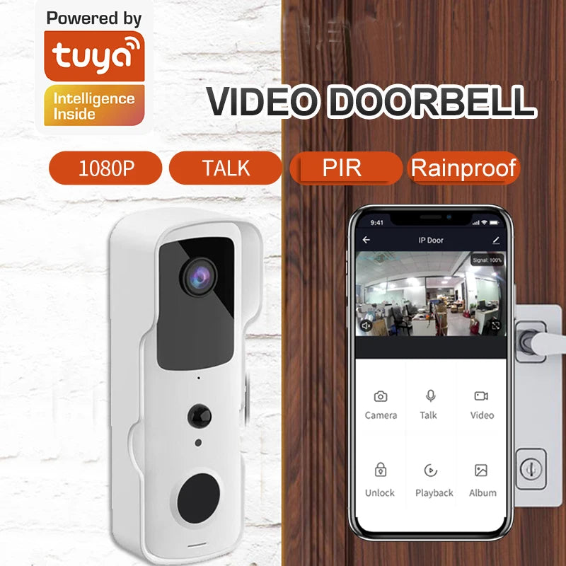 V30 Tuya Smart Video Doorbell Wireless WiFi 1080P Video Intercom Door Bell Two-Way Audio Works With Alexa Echo Show Google Home