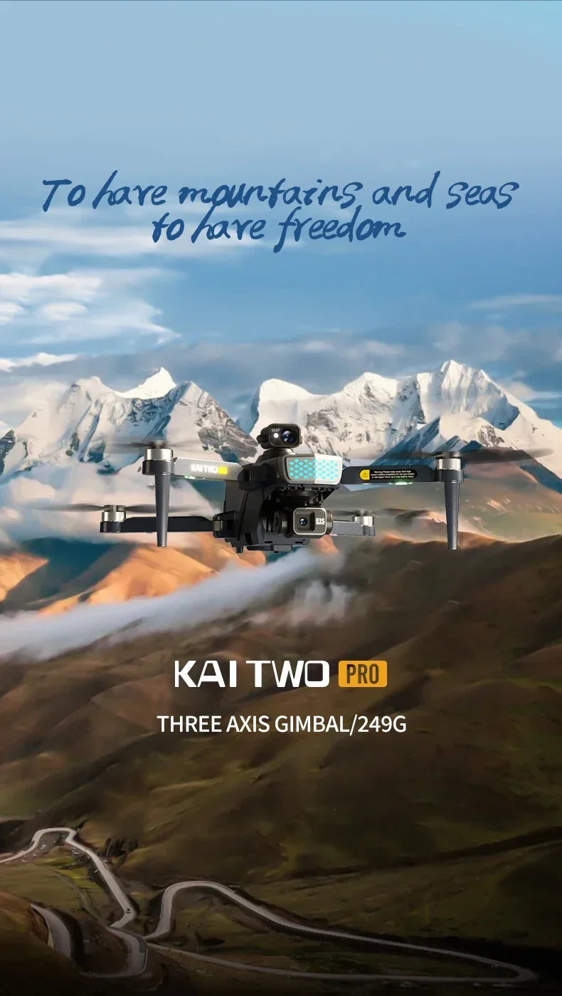 KAI TWO PRO GPS Drone 4K Professional 8K Three Axis Self Stabilization HD Camera 360° Obstacle Avoidance Brushless RC Quadcopter