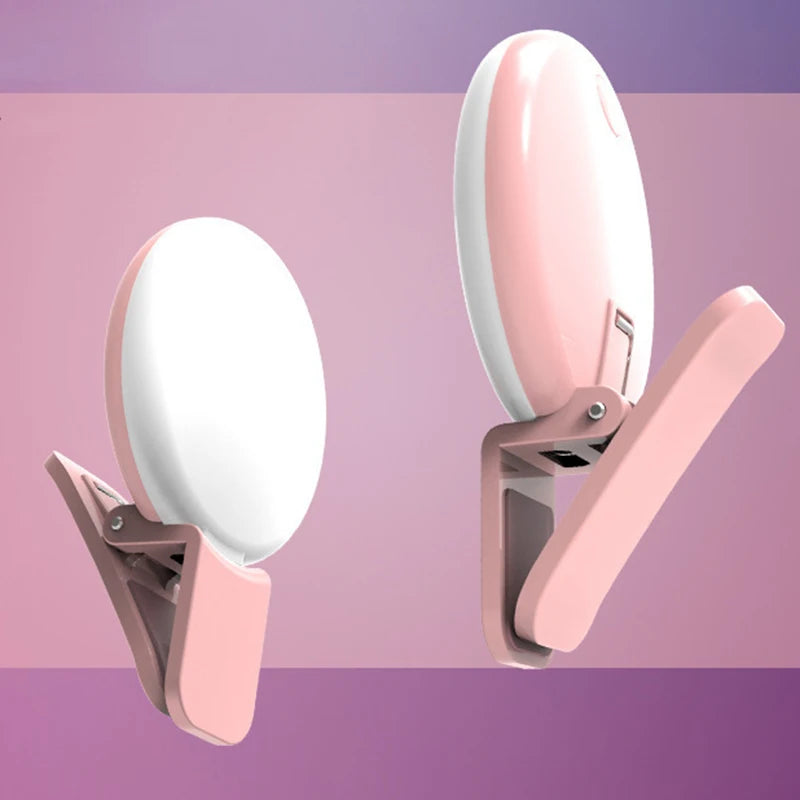 Mini Q Selfie Ring Light LED Flash Phone Lens Light USB Rechargeable Clip Mobile Phone Fill Lamp Women Selfie Lights