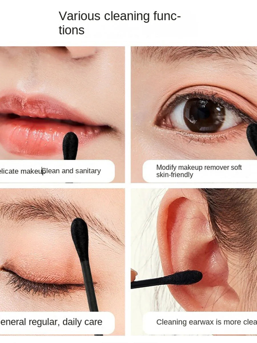 Boxed black cotton swabs Japanese earpick cotton swabs Clean Blackhead earpick disposable double-ended cotton swabs