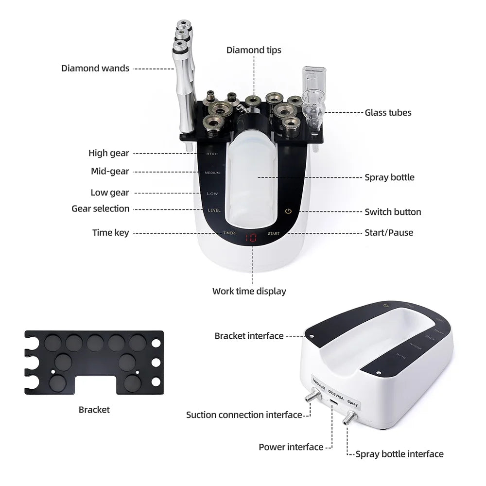 Home Use Facial Diamond Microdermabrasion Machine Face Peeling Beauty Machine Skin Exfoliation Pore Deep Cleaning SPA Skin Care