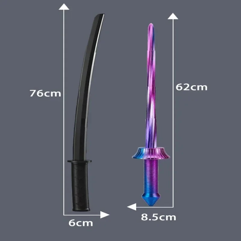 3pcs Katana 3d Printing Spiral Sword Gravity Retractable Sword Swinging Knife Creative Decompression Model Toy
