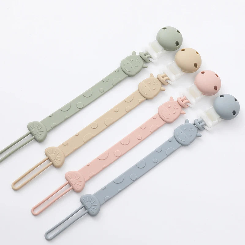 One-Piece Silicone Pacifier Clip Holder, Soft Flexible Pacifier Clips Binky Clips for Baby Boys and Girls, Baby Accessories