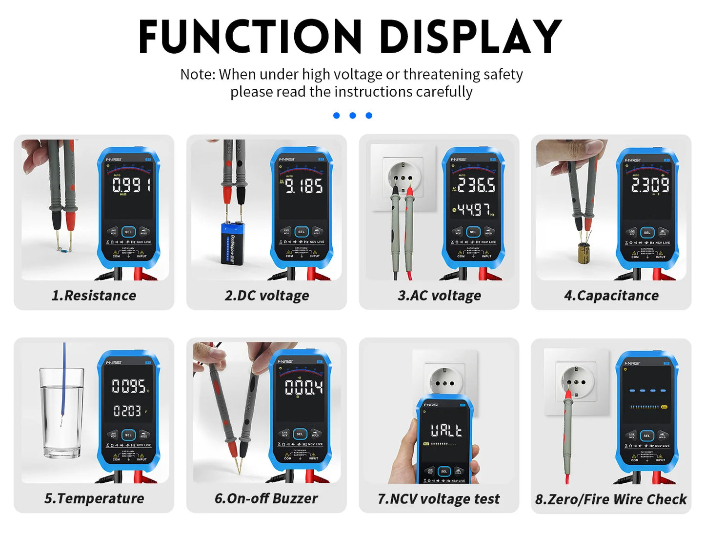 FNIRSI-S1 Digital Multimeter 9999counts AC DC Voltage Resistance Capacitance Diode NCV Hertz Live Wire Tester With Thermocouple