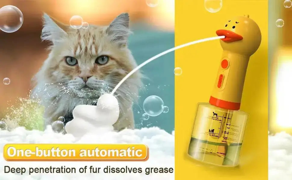 Electric Dog Shampoo Dispenser Shampoo Sprayer Little Yellow Duck Shampoo Foamer Pet Foaming Soap Dispenser Pets Bathing Bubbler