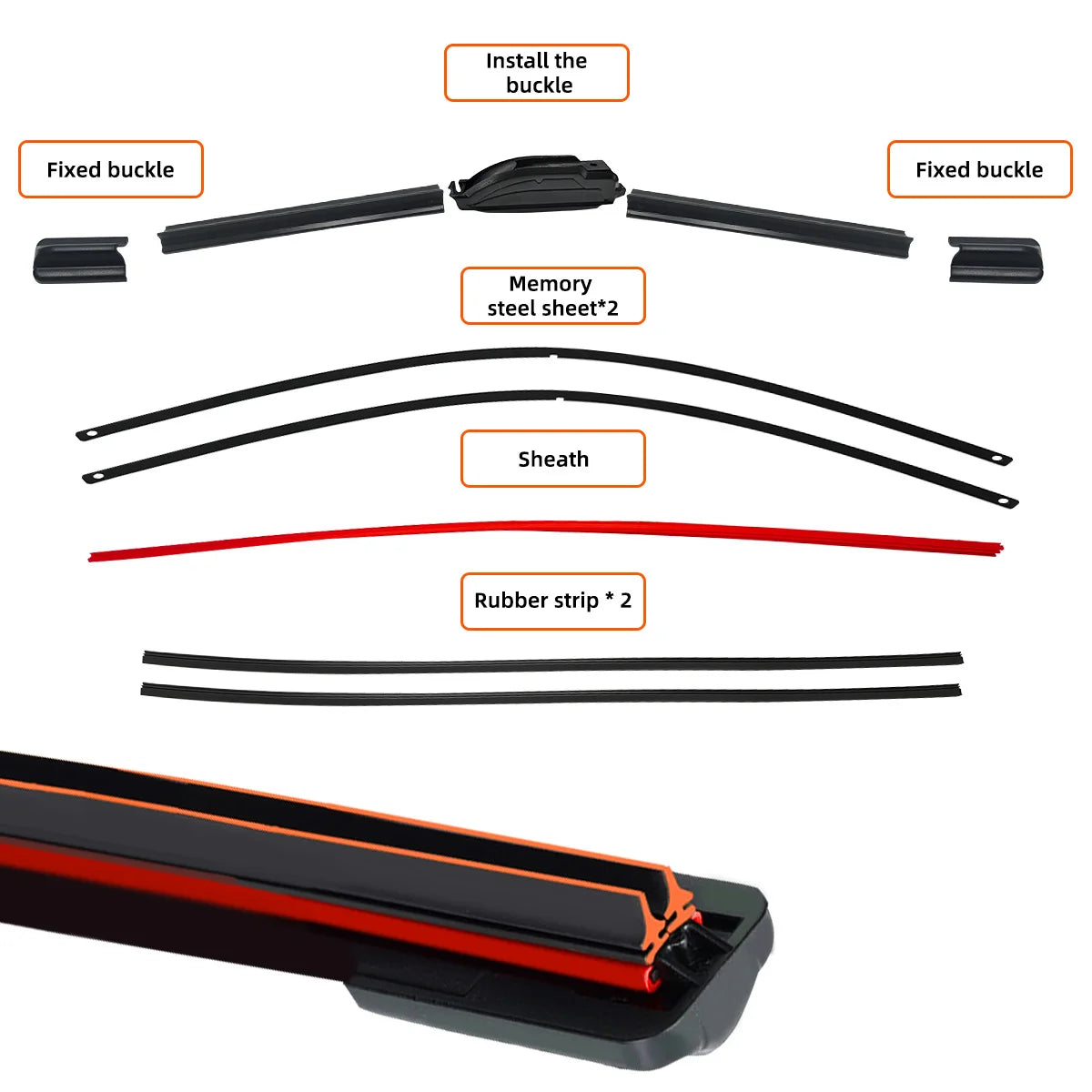 1PC car windshield front wiper blade J-hook universal rubber automotive parts14"16"18"19"20"21"22"24"26"