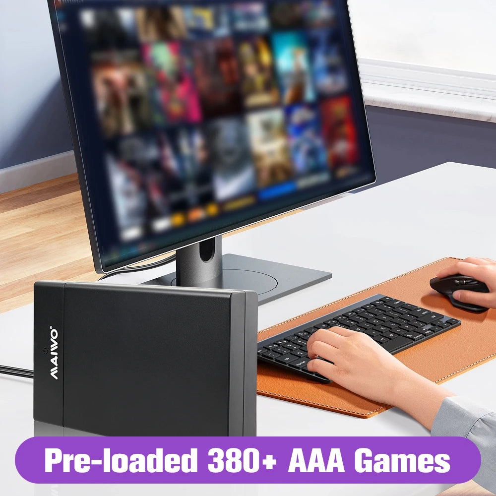 Playnite System Ext 12T Retro Gaming HDD Game Console Plug and Play with 390+AAA Games for Game Emulators for Windows PC/Laptop