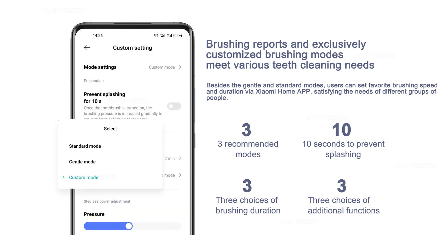 XIAOMI MIJIA T700 Sonic Electric Toothbrush,360° Wireless Charging,3 Modes,Ultrasonic Electric Toothbrushes With 2 Brush Heads
