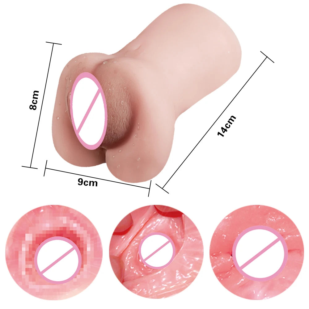 Men's Aircraft Cup Male Masturbator Oral Vaginal Anal Masturbation Soft Real Vagina Pocket Pussy Sex Toys for Men Blowjob