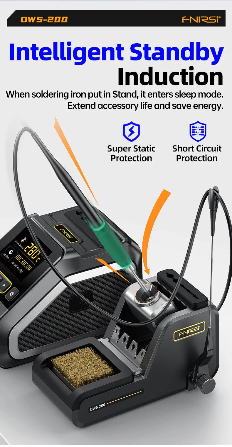 FNIRSI DWS-200 200W Rework Soldering Station C210/C245 Handle with Soldering Helping Hand Electronic Welding Repair Solder Tools